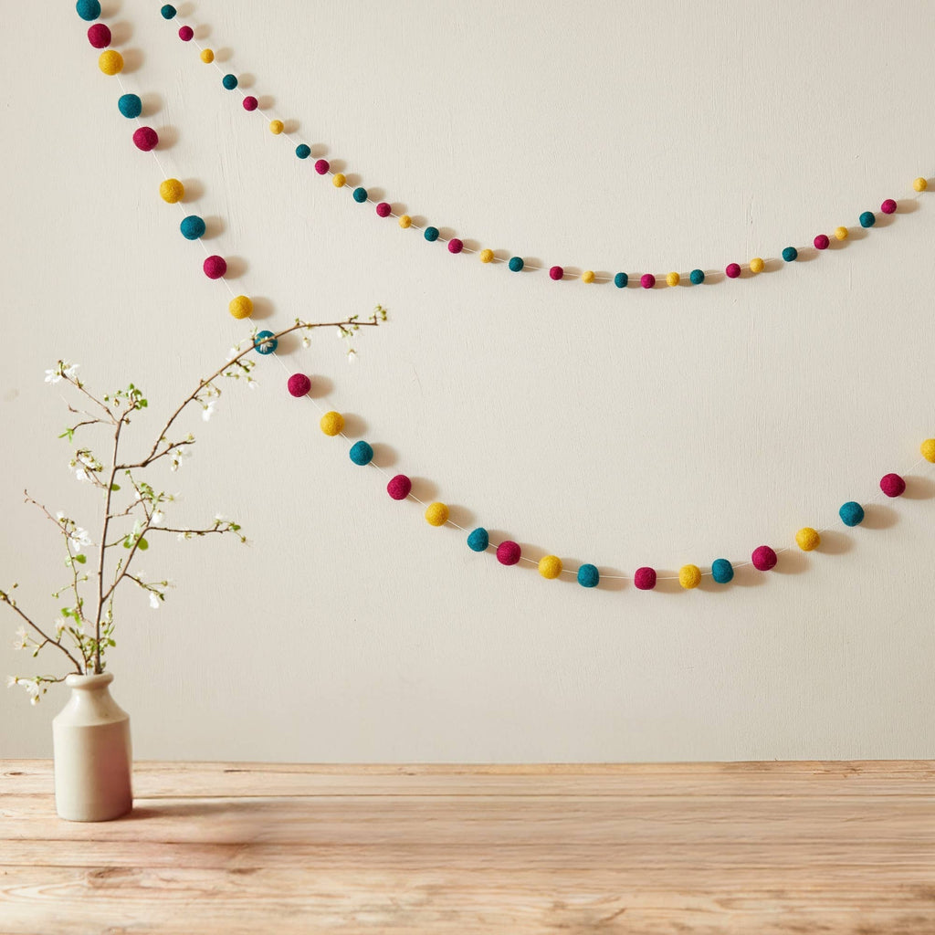 TARUTSHA Boho Felt Ball Pompom Garlands 200cm