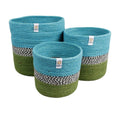 Jute ZigZag Baskets – Ocean - 3 size options
