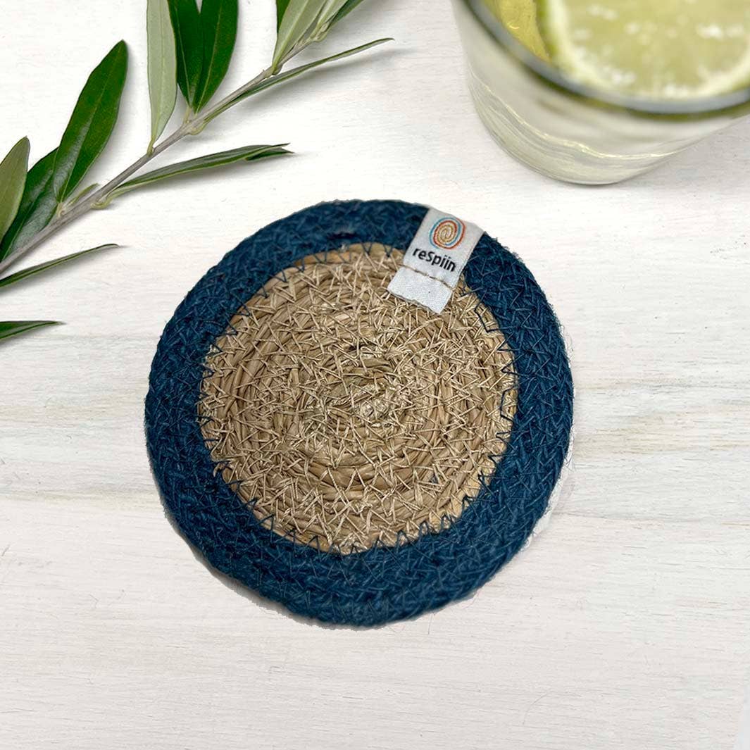 Set of 6 Seagrass & Jute Coasters - Rainbow