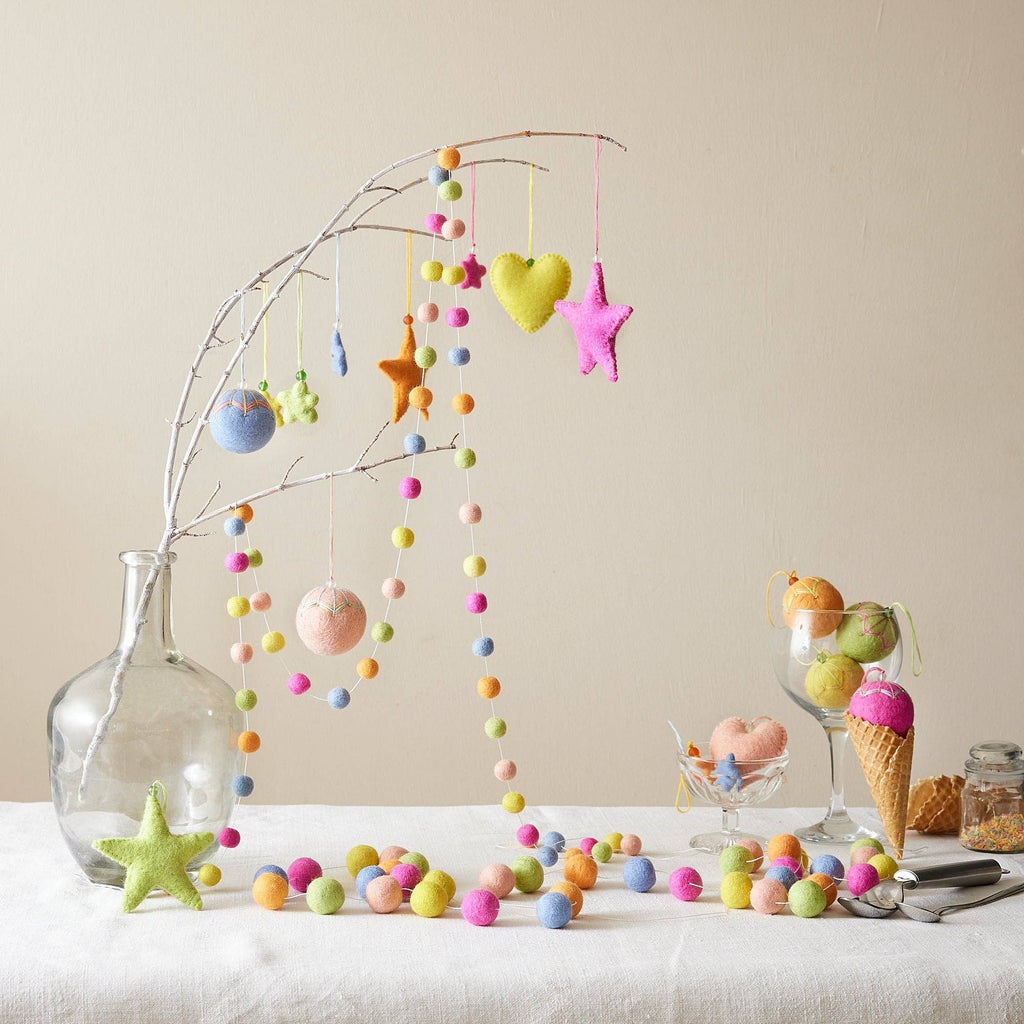 TARUTSHA Boho Felt Ball Pompom Garlands 200cm