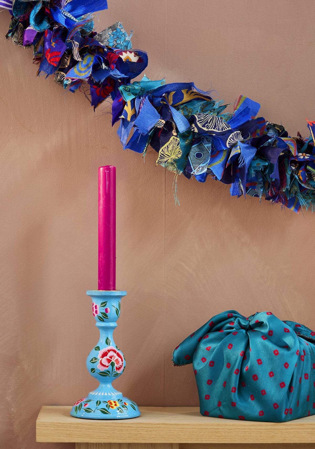Recycled Sari Eco Tinsel/Garland - Blue