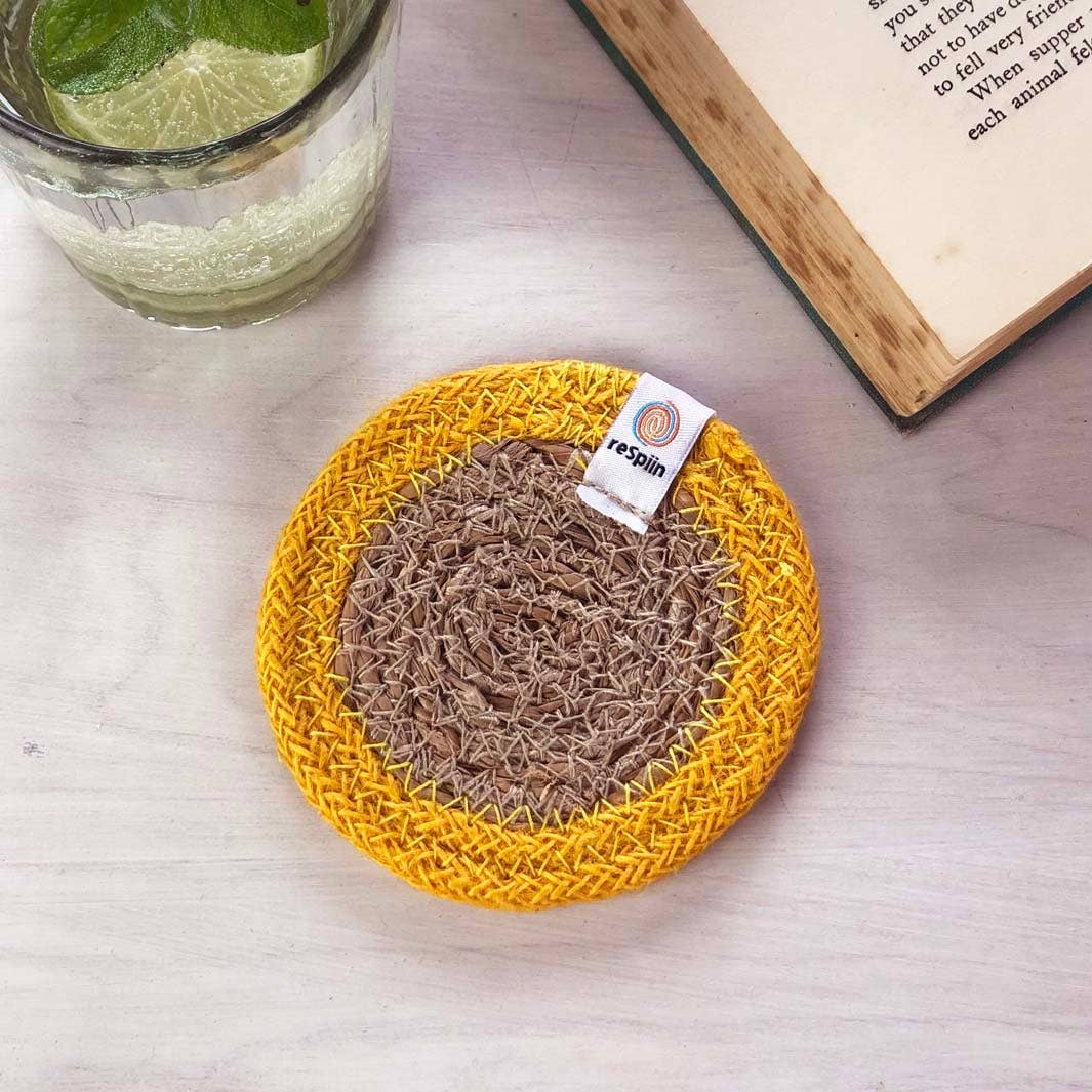 Set of 6 Seagrass & Jute Coasters - Rainbow