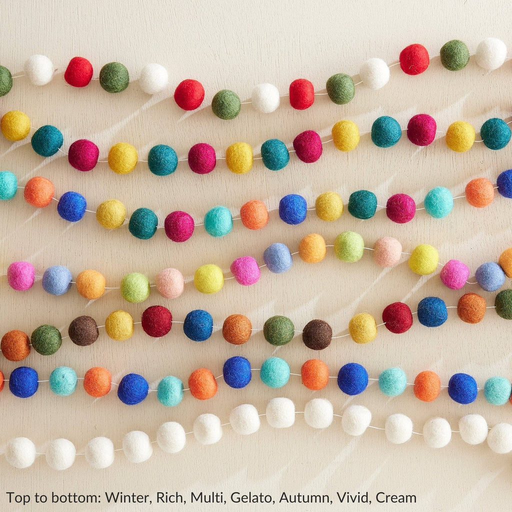 TARUTSHA Boho Felt Ball Pompom Garlands 200cm