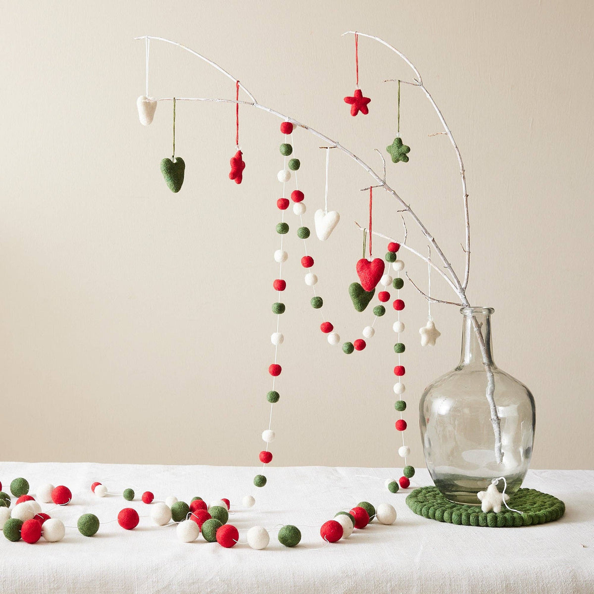 TARUTSHA Boho Felt Ball Pompom Garlands 200cm